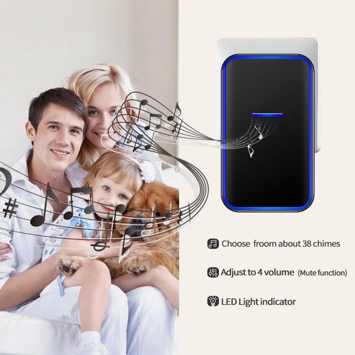 CACAZI Home Smart Digital Wireless Doorbell Remote Electronic Doorbell Elderly Pager, Style: UK Plug(White)