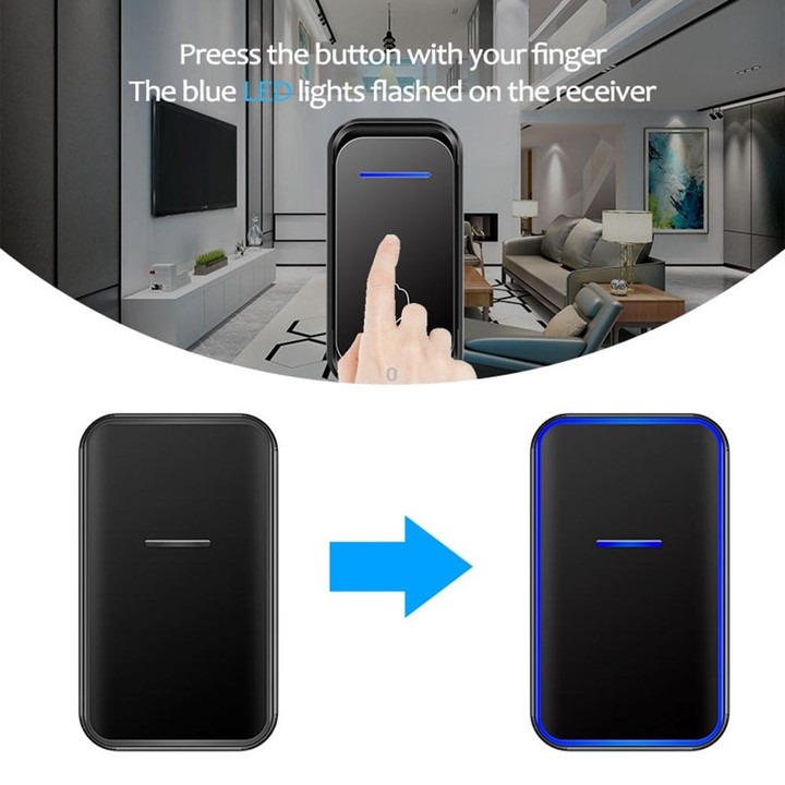 CACAZI Home Smart Digital Wireless Doorbell Remote Electronic Doorbell Elderly Pager, Style: UK Plug(White)