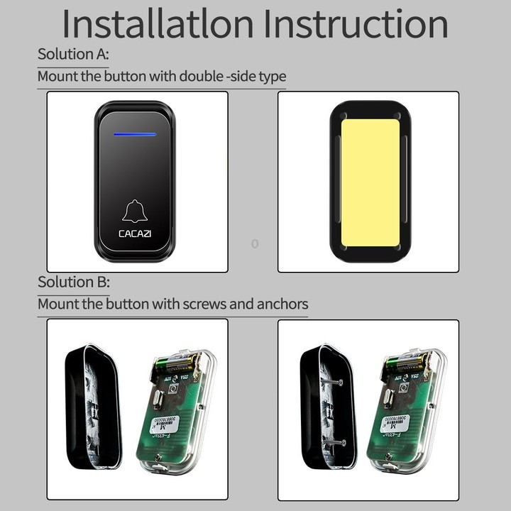 CACAZI Home Smart Digital Wireless Doorbell Remote Electronic Doorbell Elderly Pager, Style: UK Plug(White)