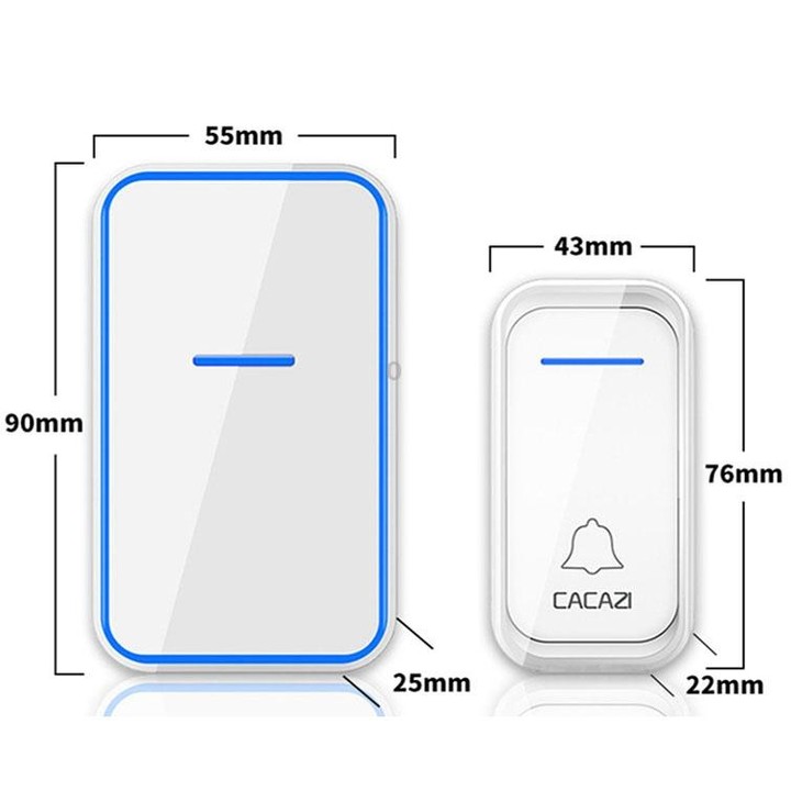 CACAZI Home Smart Digital Wireless Doorbell Remote Electronic Doorbell Elderly Pager, Style: UK Plug(White)