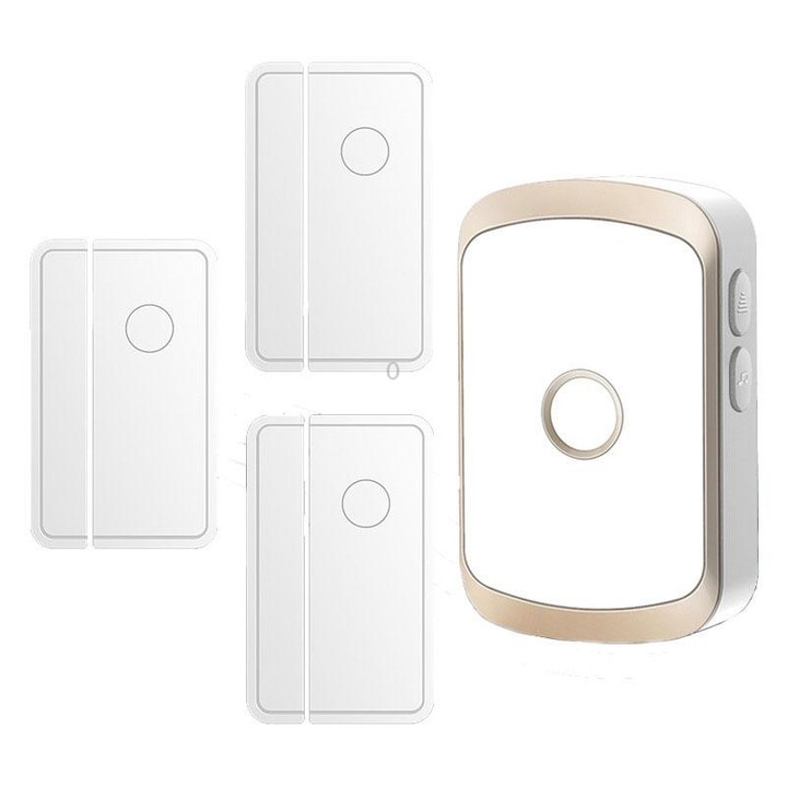 CACAZI M20 1 For 3 Split Type Door Opening Sensor Reminder Smart Wireless Doorbell Alarm, Style: EU Plug(Gold)