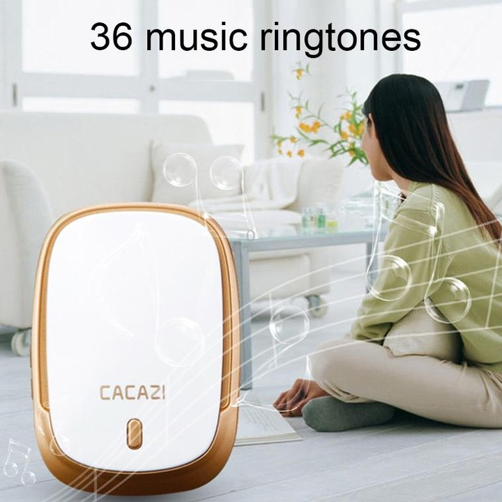 CACAZI Smart Waterproof Music Wireless Doorbell Multifunctional Pager, Style: US Plug(Silver)
