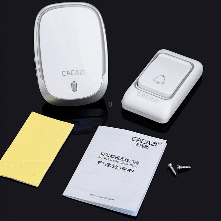 CACAZI Smart Waterproof Music Wireless Doorbell Multifunctional Pager, Style: UK Plug(Black)