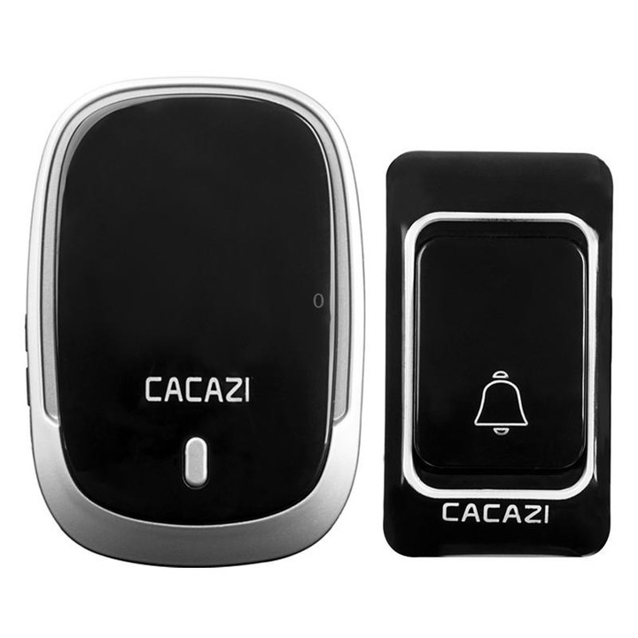 CACAZI Smart Waterproof Music Wireless Doorbell Multifunctional Pager, Style: UK Plug(Black)