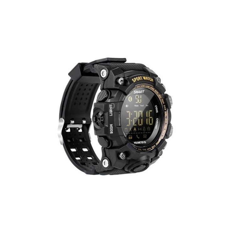 EX16S Sports Smart Watch IP67 Waterproof Outdoor Bluetooth Remote Pedemeter Long Standby (Black)