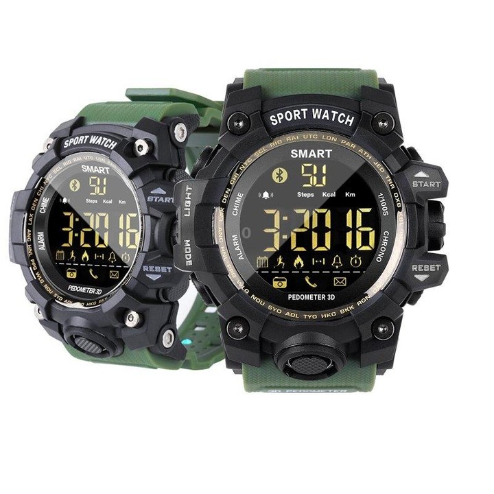 EX16S Sports Smart Watch IP67 Waterproof Outdoor Bluetooth Remote Pedemeter Long Standby (Black)