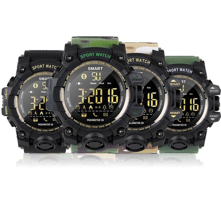 EX16S Sports Smart Watch IP67 Waterproof Outdoor Bluetooth Remote Pedemeter Long Standby (Black)