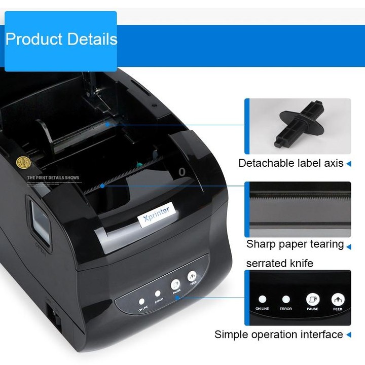 Xprinter XP-365B 80mm Thermal Label Printer Clothing Tag Supermarket Barcode Printer, Plug: EU Plug(Bluetooth Version)