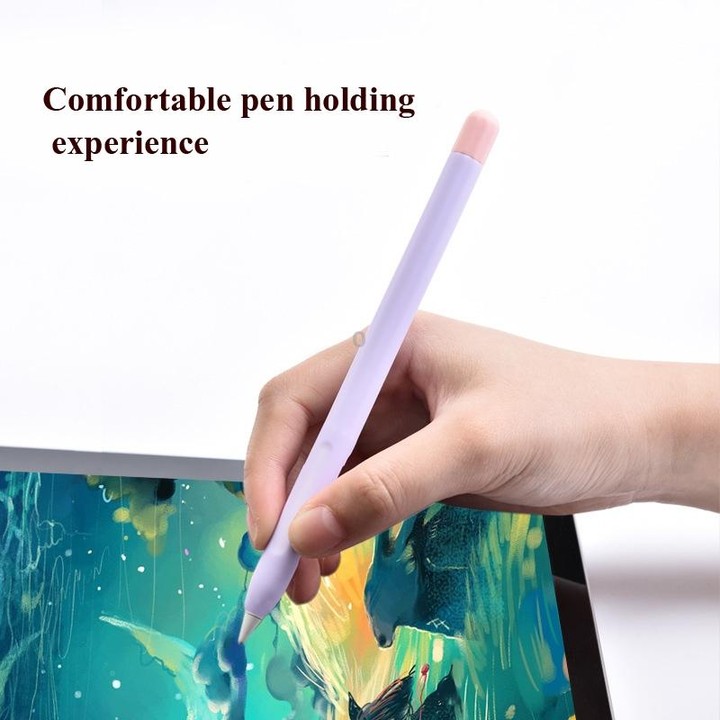 5sets 3 in 1 Stylus Silicone Protective Cover + Two-Color Pen Cap Set For Apple Pencil 2( Matcha Green)
