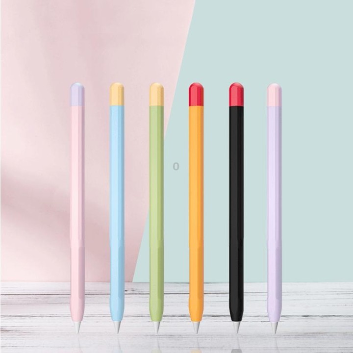 5sets 3 in 1 Stylus Silicone Protective Cover + Two-Color Pen Cap Set For Apple Pencil 2(Mysterious Black)