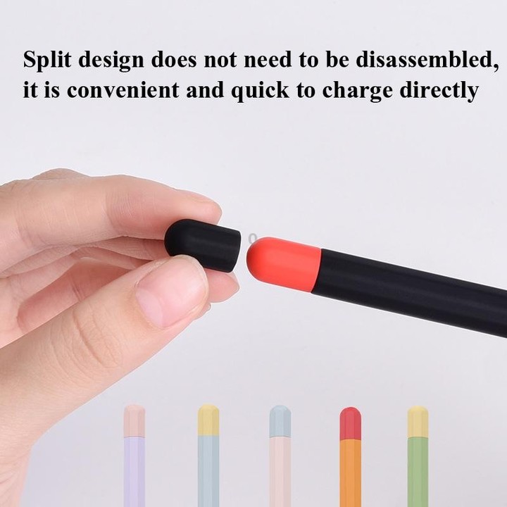 5sets 3 in 1 Stylus Silicone Protective Cover + Two-Color Pen Cap Set For Apple Pencil 2(Sky Blue)