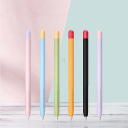 5sets 3 in 1 Stylus Silicone Protective Cover + Two-Color Pen Cap Set For Apple Pencil 2(Sunshine Orange)