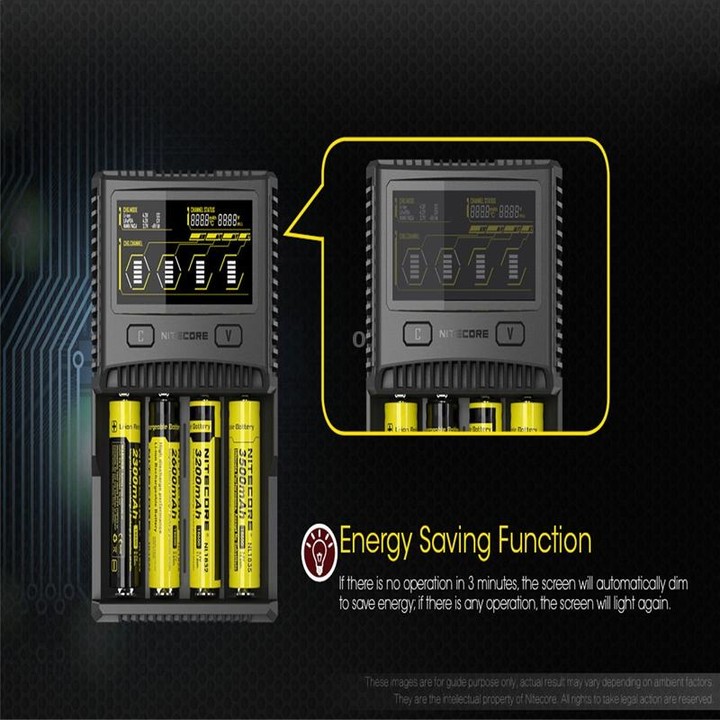 NITECORE 4-Slot Smart LCD Fast Charger, Model: SC4(UK Plug)