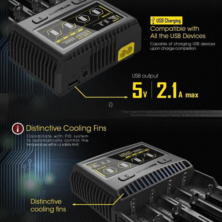 NITECORE 4-Slot Smart LCD Fast Charger, Model: SC4(UK Plug)