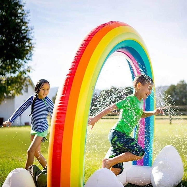 FY002 Inflatable PVC Outdoor Rainbow Arch Sprinkler Children Playing Water Toy(Colorful)