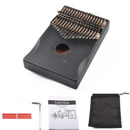 17-Tone Thumb Piano Kalimba Beginners Introduction Finger Piano, Colour: Black Kit
