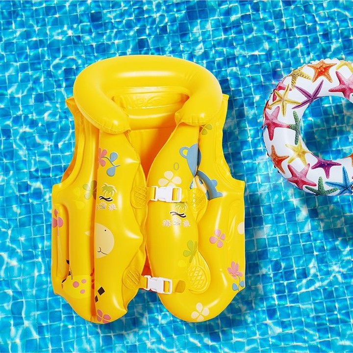 2 PCS PVC Children Inflatable Swimwear Children Life Jacket, Colour: L (Yellow)