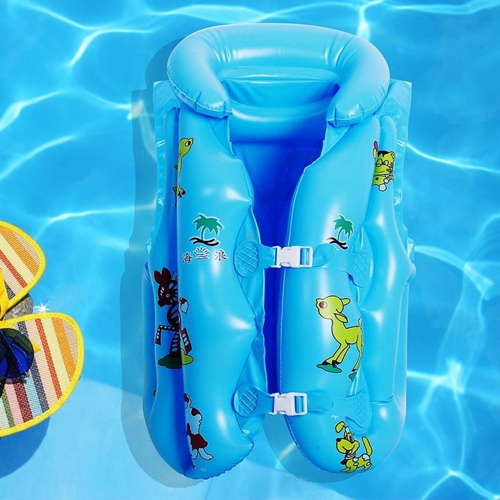 2 PCS PVC Children Inflatable Swimwear Children Life Jacket, Colour: L (Blue)