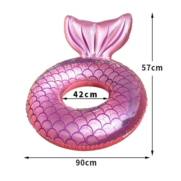 Adult Thickened Backrest Swimming Ring Mermaid Swim Ring(Blue)