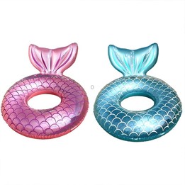 Adult Thickened Backrest Swimming Ring Mermaid Swim Ring(Blue)
