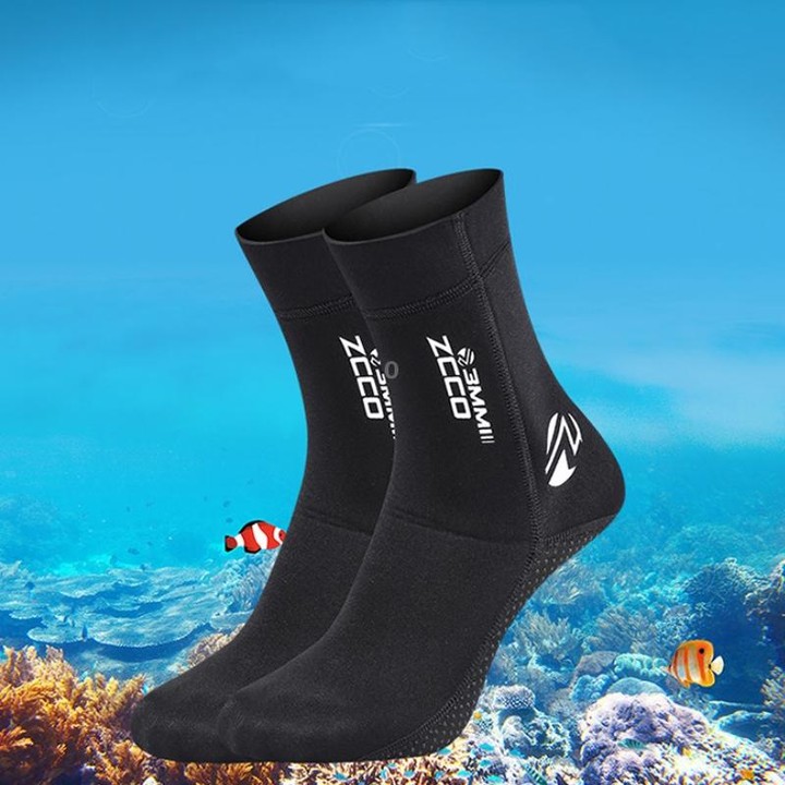 ZCCO 3mm Warm Non-Slip Diving Socks Anti-Wear Ankle Fins, Size:41-42(Grey)
