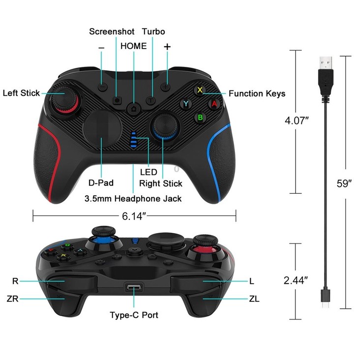 Wireless Gamepad With Wake-Up For Nintendo Switch/Android/IOS/PC, Style: S818 Green Black