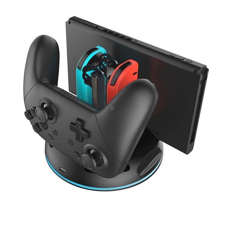 D1 Colorful Lights Handle Charger For Nintendo Switch / Switch Lite(Black)