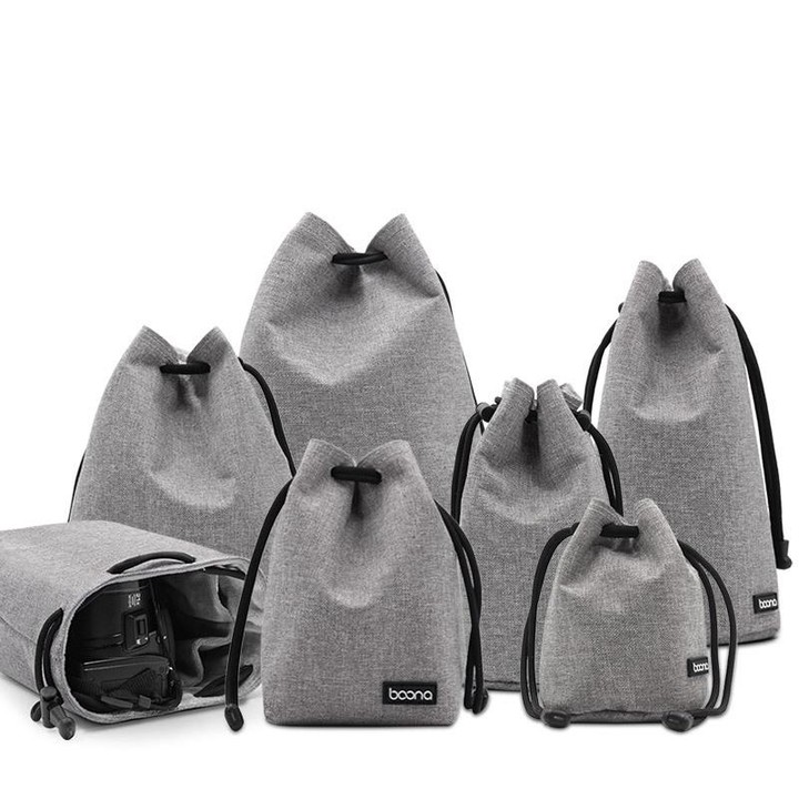 Benna Waterproof SLR Camera Lens Bag Lens Protective Cover Pouch Bag, Color: Round Small(Gray)