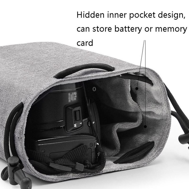 Benna Waterproof SLR Camera Lens Bag Lens Protective Cover Pouch Bag, Color: Square Medium(Gray)