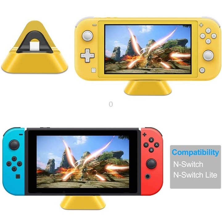 2 PCS DOBE TNS-19062 Host Charging Bottom Portable Triangle Game Console Charger For Switch / Lite(Coral Red)