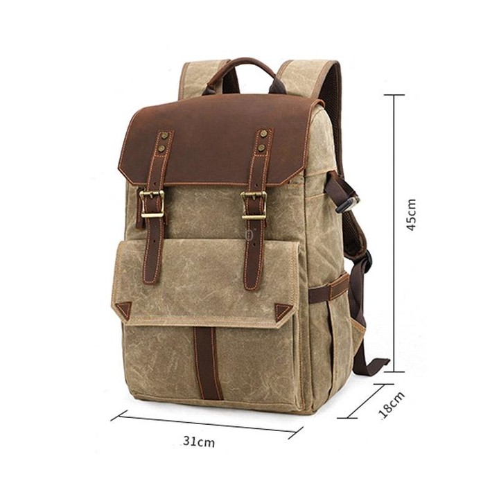 K-011 Outdoor Shoulder Digital Camera Bag Batik Canvas Waterproof Large-Capacity Photography Backpack(Gray)