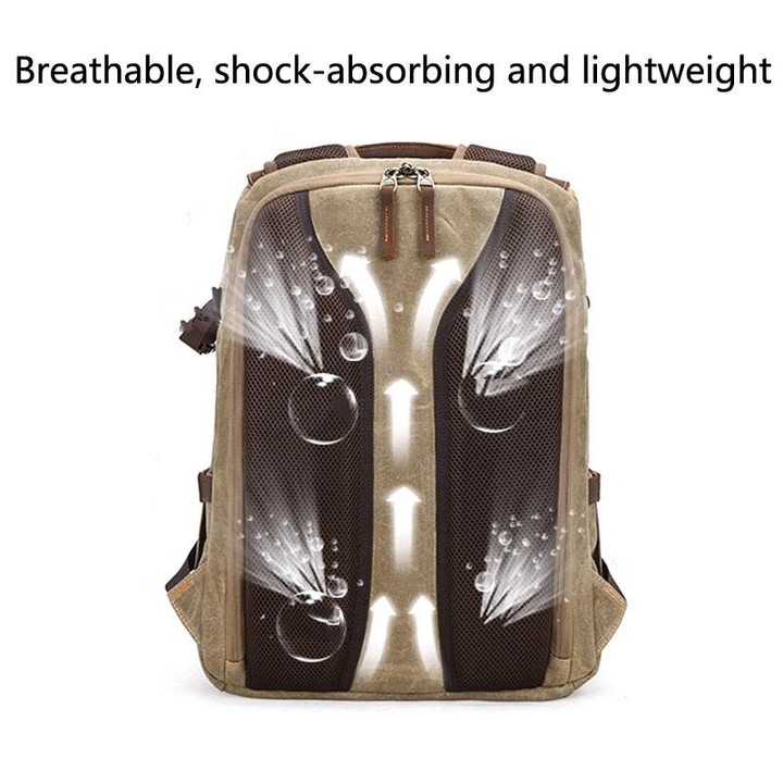 K-011 Outdoor Shoulder Digital Camera Bag Batik Canvas Waterproof Large-Capacity Photography Backpack(Gray)