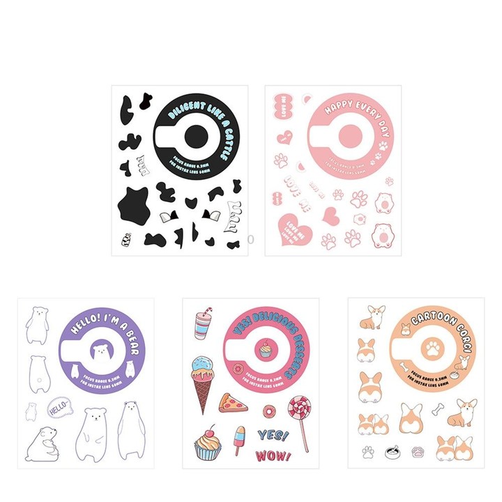 5 PCS 5 in 1 DIY Cute Cartoon Camera Stickers Set for Fujifilm Instax mini 11(Dessert Animal Series)