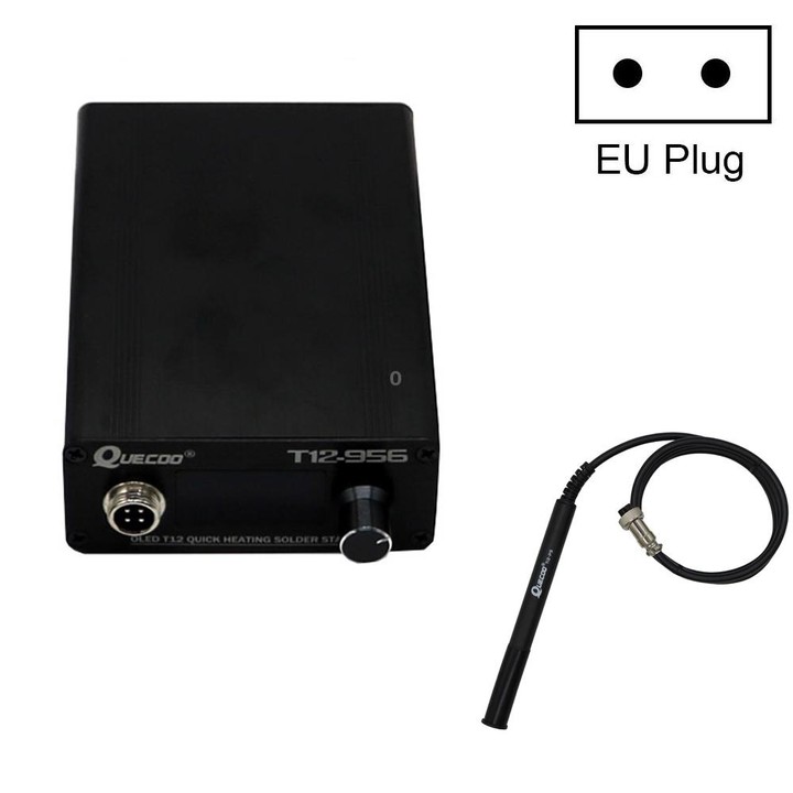 QUECOO T12-956 1.3-Inch Screen Electric Soldering Iron Soldering Station With P9 Handle, EU Plug (Black Handle)