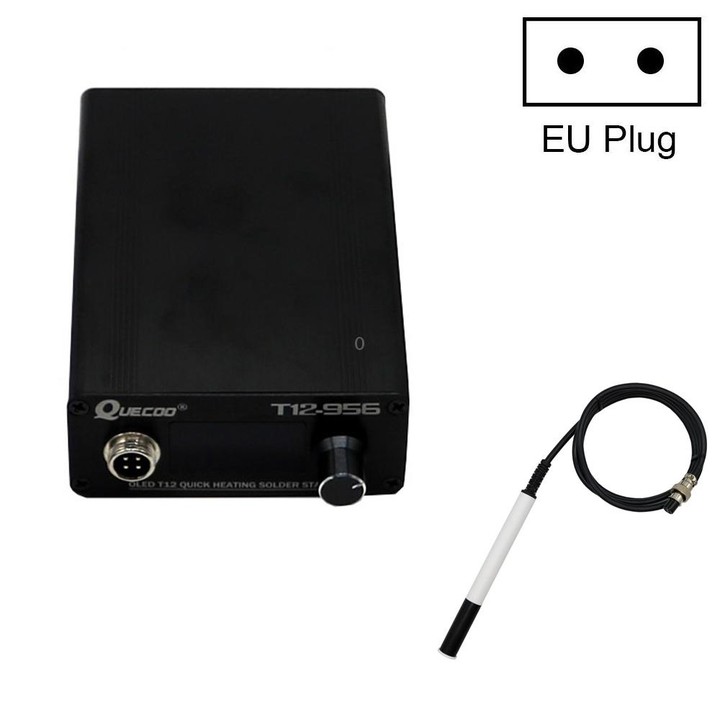 QUECOO T12-956 1.3-Inch Screen Electric Soldering Iron Soldering Station With P9 Handle, EU Plug (White Handle)