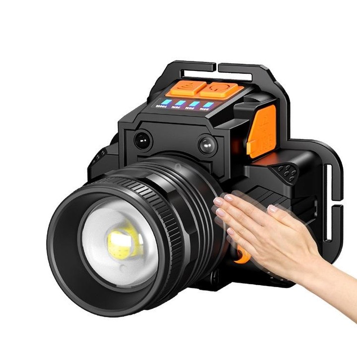 SASQUATCH T50 USB Charging Smart Sensor Head-Mounted Fishing Light Zoom Headlight Outdoor Miners Lamp,Style: T8 (2 x 2000MA Batt