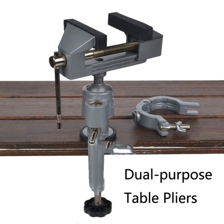 8003-2 Aluminum Alloy Dual-Purpose Table Pliers 360-Degree Rotating Bench Vise Flat-Nose Universal Pliers