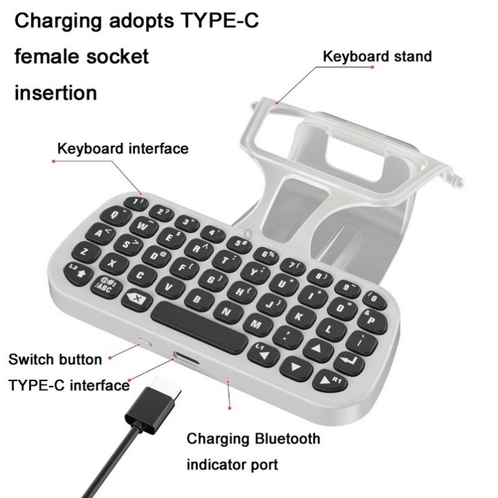 DOBE TP5-0556 Bluetooth Keyboard Wireless Gamepad With Headphone Jack For PS5(White)