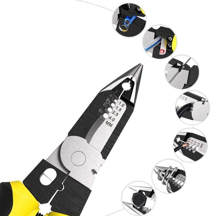 7 In 1 Multi-Function Wire Stripper Electrician Manual Tool(Black Yellow)