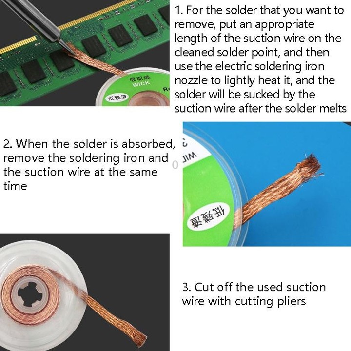 4 PCS Silk Wire Deficiency Tin With Low Residue Strip BGA To Remove Tin Welding Strip Electronic Maintenance Welding Material, M