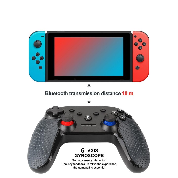 Bluetooth Wireless Gamepad Built-In Dual Motors With TURBO Function Suitable For Switch Pro(Black)