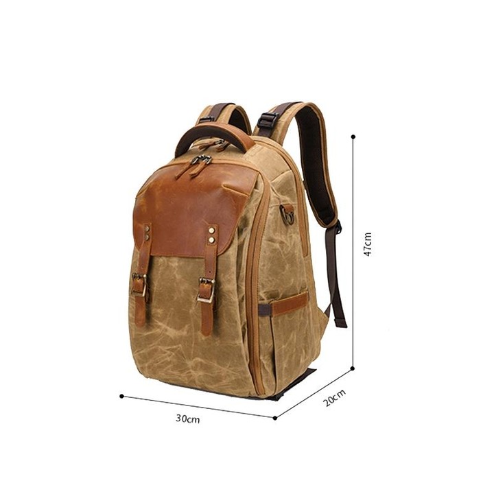 K805 Waterproof Batik Canvas Camera Backpack Outdoor Liner Shoulder Photography Bag(Soil Yellow)