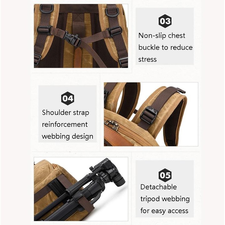 K805 Waterproof Batik Canvas Camera Backpack Outdoor Liner Shoulder Photography Bag(Grey)
