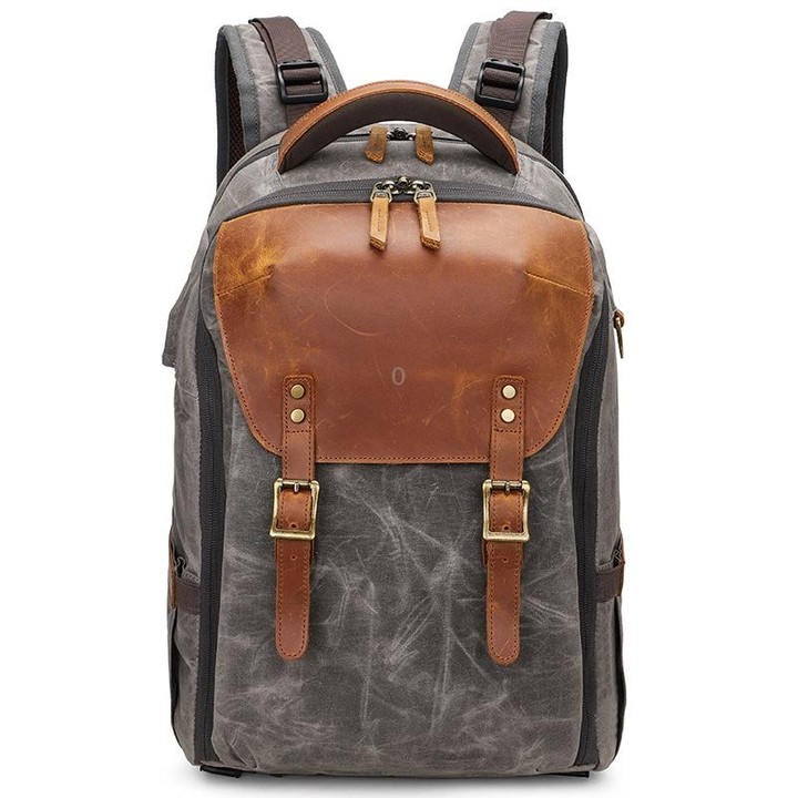 K805 Waterproof Batik Canvas Camera Backpack Outdoor Liner Shoulder Photography Bag(Grey)