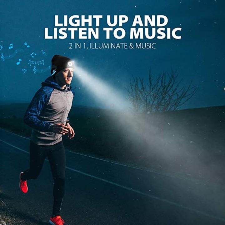 M1-BL LED Glowing Bluetooth Music Hat Wireless Call Night Running Hat(Black)