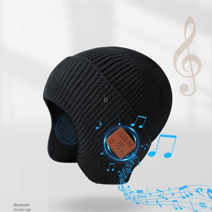 TR Ear-Covered Bluetooth Music Hat 5.0 Binaural Stereo Headphone Cap(Black)