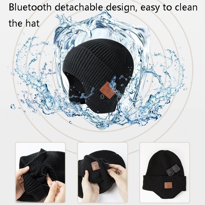 TR Ear-Covered Bluetooth Music Hat 5.0 Binaural Stereo Headphone Cap(Black)