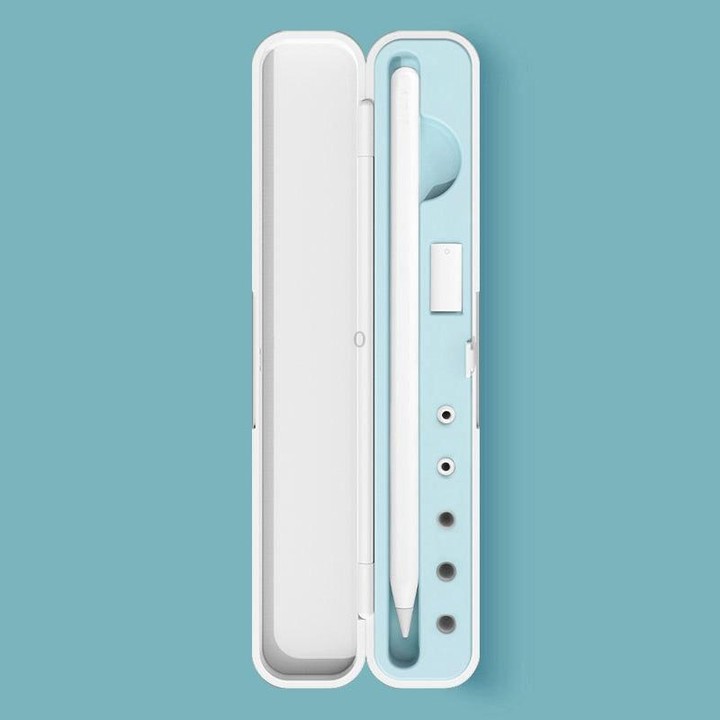 Silicone Stylus Protection Storage Box Box For Apple Pencil 1 / 2 , Specification: 8mm (Glacier Blue)