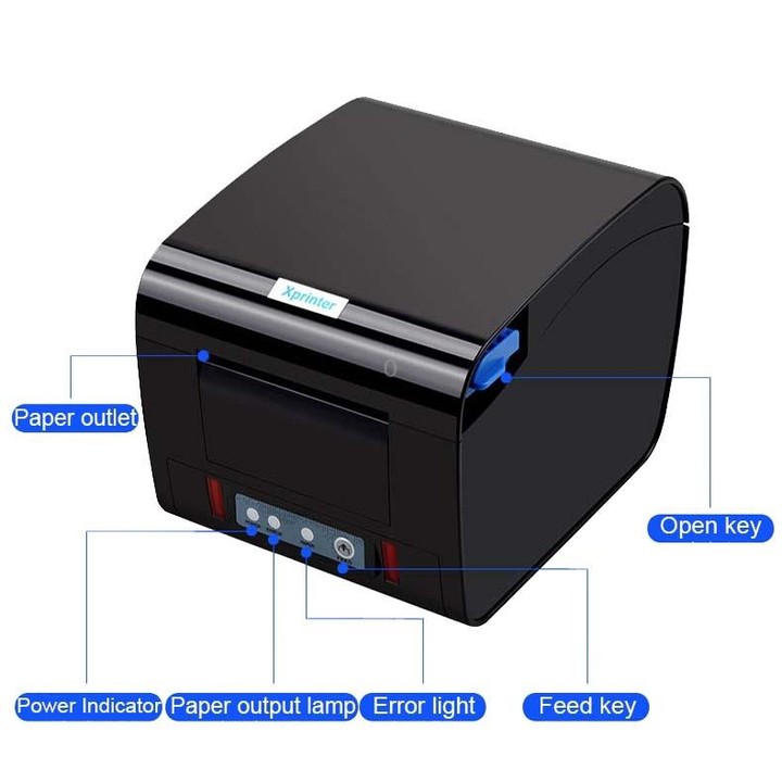 Xprinter XP-D230H 80mm Thermal Express List Printer with Sound and Light Alarm, Style:LAN Port(EU Plug)