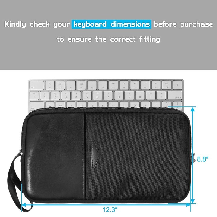 Universal PU Leather + Nylon Waterproof Zipper Portable Keyboard Storage Bag For Apple Wireless Keyboard A1314 & Magic Keyboard
